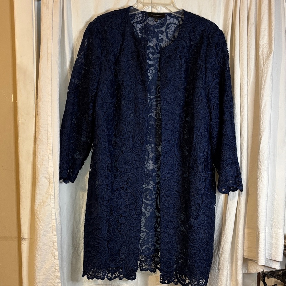 Talbots Navy Lace Floral Cardigan
